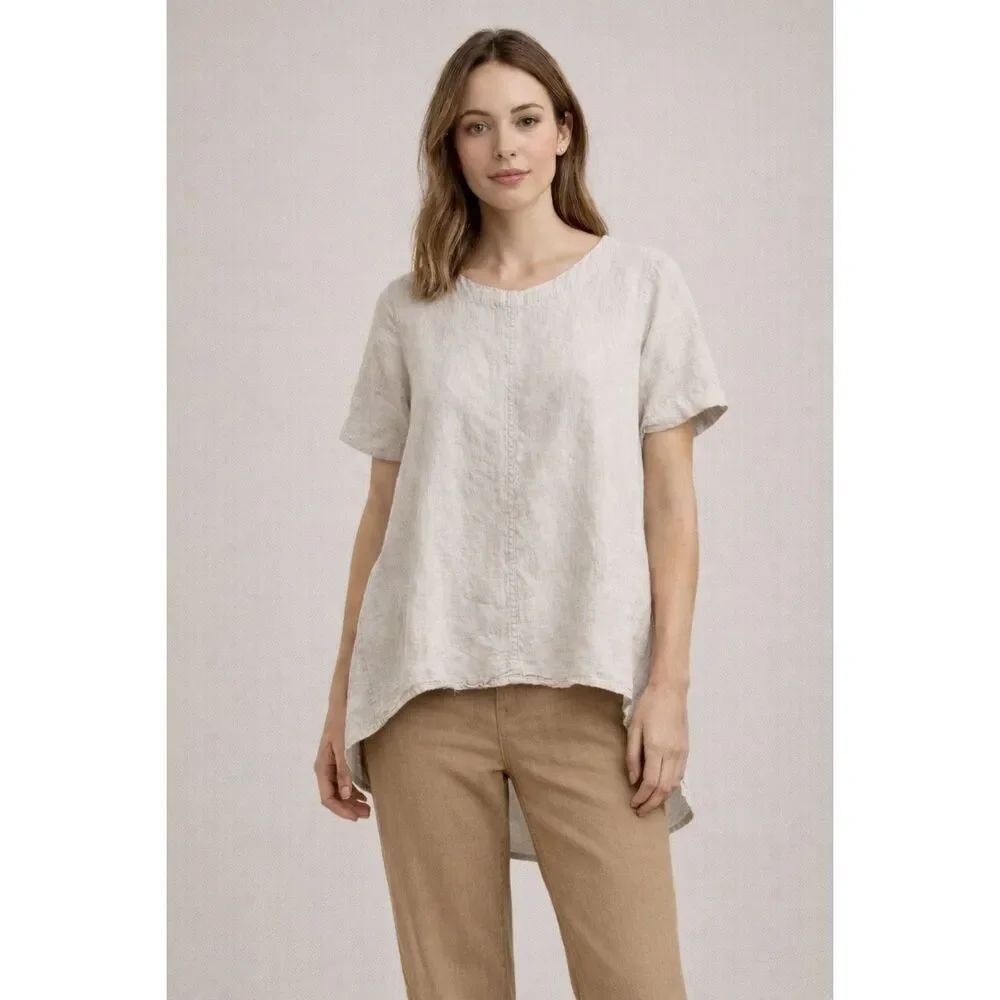 Magaschoni Linen High Low Tunic Beige Women’s Medium